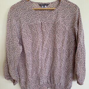 Pippa Bloomingdales Silk Blouse Charcoal Grey Pink Balloon 3/4 Sleeve Size 4